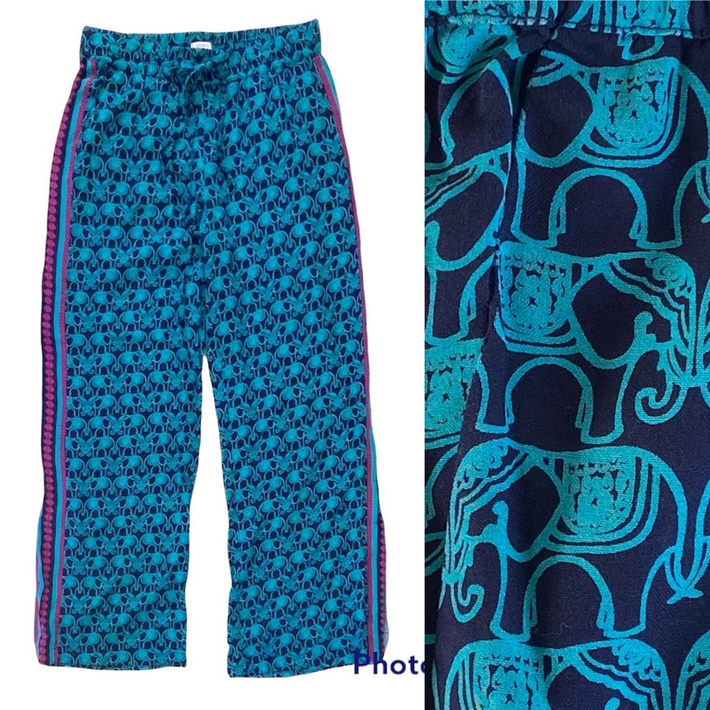 Crown & Ivy Pull On Wide Leg Elephant Print Pants Size Small